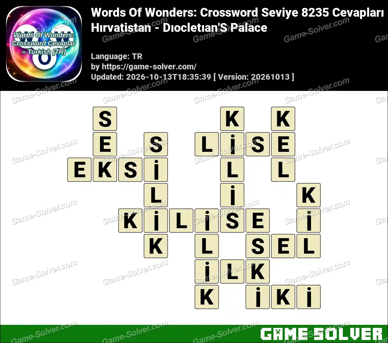 Words Of Wonders: Crossword Seviye 8235 Cevapları – Hırvatistan – Dıocletıan’S Palace
